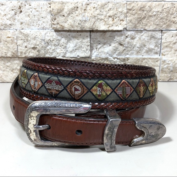 Onyx Brighton Belt Leather Mens Golf Brown Vintage - Picture 4 of 8